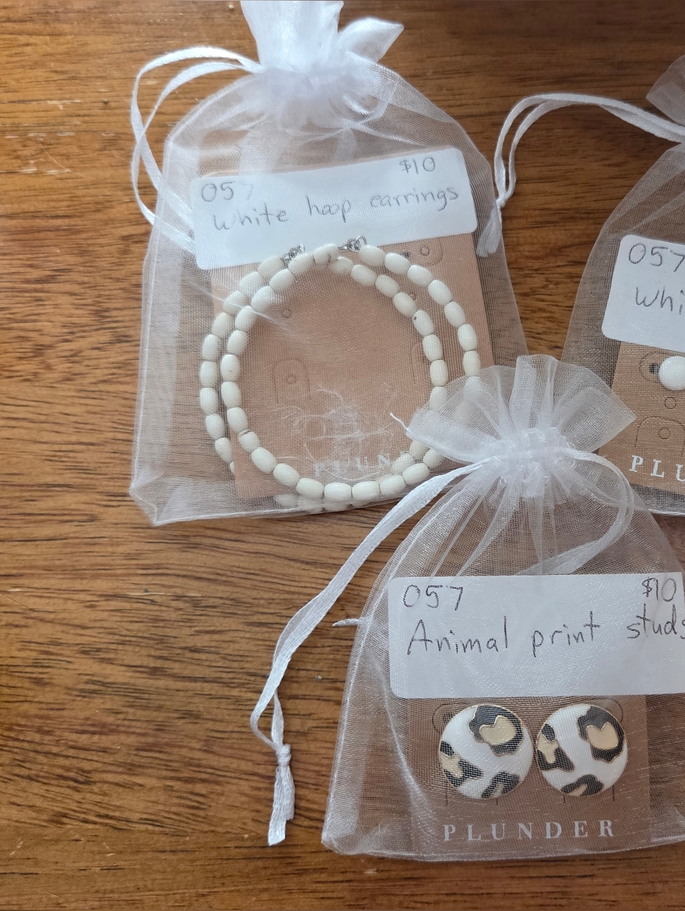 Plunder White Beaded Hoop Earrings